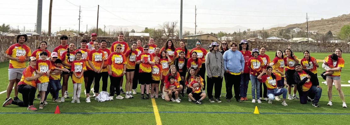 The Sul Ross State University Student-Athlete Advisory Committee hosted their Second Annual Field Day on April 2. These SAAC volunteers held sports-themed stations and participated with students from Alpine ISD for fun and games. The event was sponsored by the SRSU Civic Engagement and Student Association and included 25 students from Alpine ISD and around 20 volunteers from SRSU athletics. Photo courtesy of Sul Ross State University