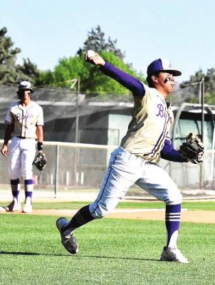 Fightin’ Buck pitching ace Jeremy Dominguez throws one across the plate on April 12 against Anthony. Photo by Felipe Fierro