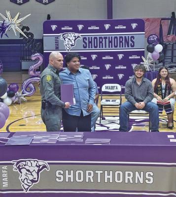 Marfa High School graduating senior Dylan Ibarra was the recipient of this year’s Big Bend Sector’s Moral, Welfare, and Recreation scholarship. Courtesy photo