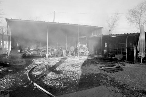 Alpine Volunteer Fire Department along with other emergency services personnel responded to a structure fire on the southeast side of Alpine Tuesday morning. According to the Alpine Police Department, at approximately 7:32 a.m. Tuesday morning, a shed in the 1700 block of E. Avenue H caught fire and was a complete loss. No injuries to persons or pets occurred and the cause of the fire is still under investigation. Photo courtesy of Felipe Fierro and the Alpine Police Department.