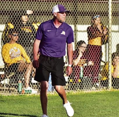 Coach Christopher Virdell directing the Lady Bucks in Kermit for his 100th career win. Courtesy photo