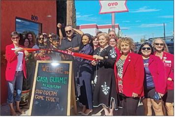 Luis Mucharraz and Alexis Nunez and their extended family held their grand opening and ribbon cutting with the help of the Alpine Ambassadors last Friday evening for their new restaurant Casa Guame. They offer breakfast, lunch, and dinner options. Photo by Kara Gerbert