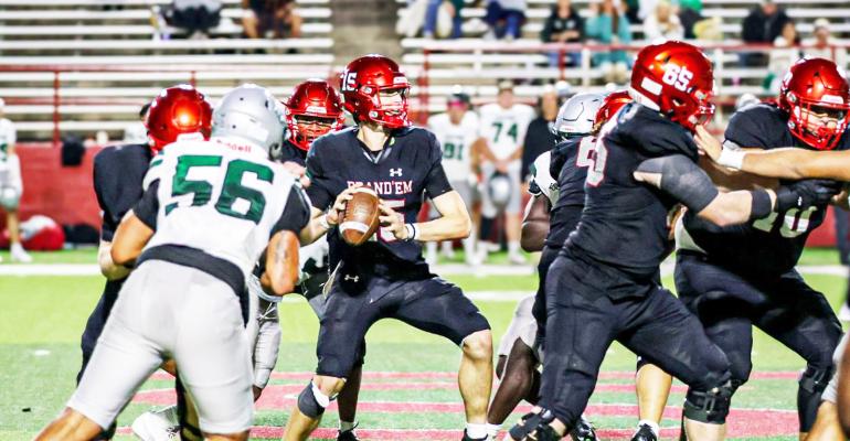 The Lobos Will Howell drops back in the pocket looking for an open receiver in Sul Ross’ win over ENMU. Howell, a freshman from Tucson, Arizona, was named LSC offensive player of the week after the win, his second of the season. Photo courtesy of Larryn Rooks