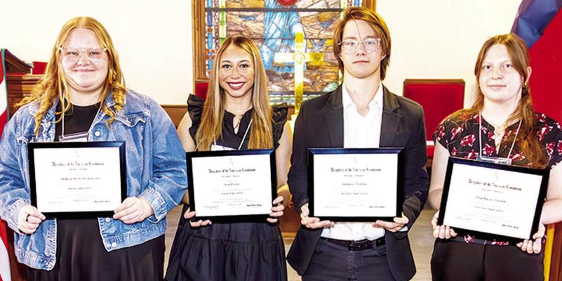 DAR award winners are Andrea Johnson, Ava Flores, Anthony Pattillo, and Elsa Damm. Courtesy photo