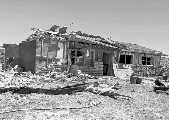 This is a photo of former Alpine Buck Christopher Matthew Galvan’s grandmother’s house after the tornado blew through Sanderson this past Sunday. Galvan along with many others in Sanderson need donations in the form of household goods and other items that were completely lost in the storm. Courtesy photo