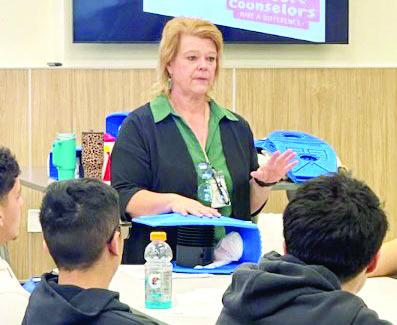 Alpine ISD District Nurse Gayla Owen taught AHS seniors CPR on Monday as part of their Texas graduation requirement. Students learned how to perform chest compressions and rescue breaths. Courtesy photo