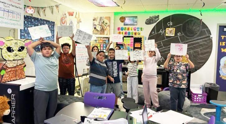 These Marfa Elementary fourth graders have been using number lines and practicing their rounding skills in preparation for their future adventures in math. Photo courtesy of Marfa ISD