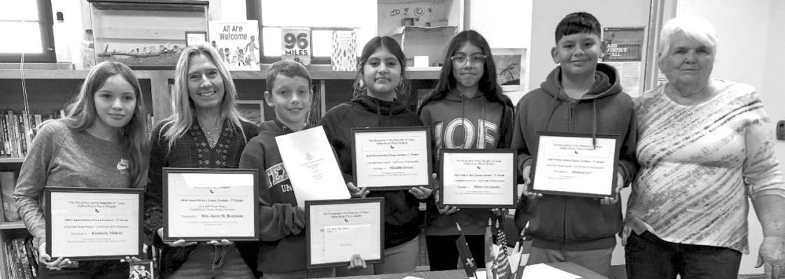 Pictured are Kimberly Madrid, Mrs. Joyce Baumann, Hank Reed, Michelle Orozco, Miliery Hernandez, Jhonantan Lujan, and Bettina Willmon.