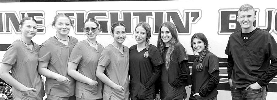 The Senior Skills team and Greenhand Skills team competed at the Area 2 Leadership Development Event contest recently. The senior team, consisting of Mia Lewis, Kendyl Hardaway, Reese Coleman, and Tannin Ritchie placed sixth in the area competition, while the Greenhand team consisting of Kylie Maroney, Evelyn Smith, Sophie Janis, and Rode Babb placed ninth. Courtesy photo