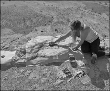 Colleen O’Brien, Big Bend National Park’s current Artist in Residence works on re-creating one of the many natural rock formations found within the park’s boundaries and around the area. Photo courtesy of J. Knirsch, NPS