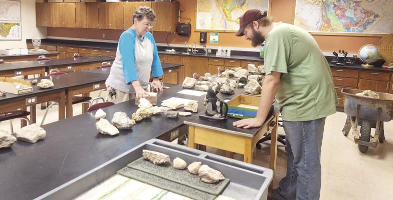 Dr. Liz Measures oversees a student in one of the geology labs at Sul Ross. Being located in the Big Bend region, the university has access to one of the best outdoor labs in the country for geology. Courtesy photo