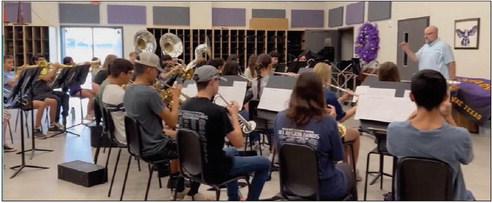 The Alpine High School Fightin’ Buck Band kicked things off Monday morning in the band hall at AHS with the return of Mr. Chuck Wilson, who will lead the way this season for our Buck musicians. Courtesy photo