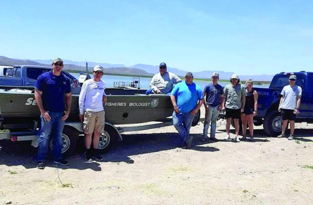 Sul Ross Anglers at a Balmorhea Lake habitat construction project. Courtesy photo