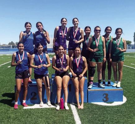 The 4x100 and 4x200 meter relays made up of high school runners Jocelyn Hamilton, Giselle Ramos,Aylin Ramos, and Alexi Hernandez will compete at the Area competition next week after placing third in District. Courtesy photo