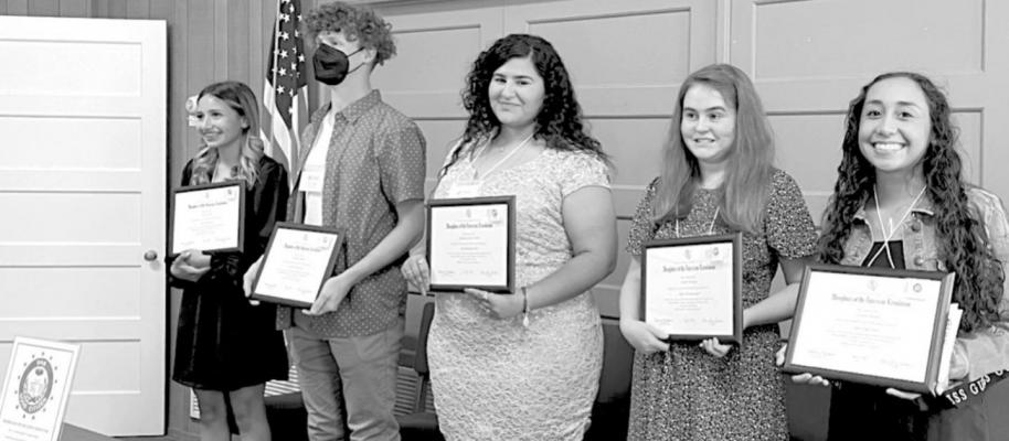 DAR Good Citizens Odalys Chacon, Jackson Barlow, Gimena Garcia Valdez, Sarah Wilemon, and Lourdes Acosta. Courtesy photo