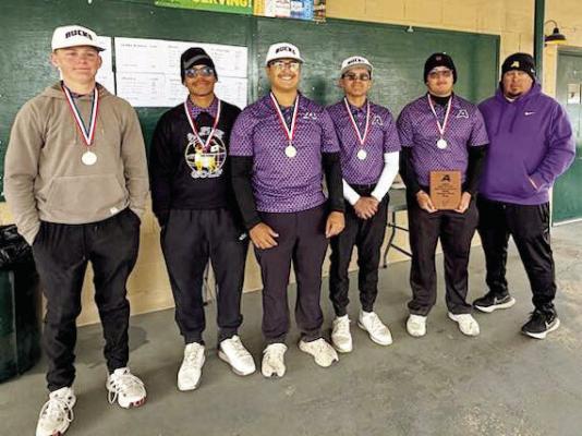 Alpine Fightin’ Buck golf includes Jaden Roggow, Luis Lujan, Ace Granado, Camilo Celaya, David Baca, and Coach Marco Gomez. Courtesy photo