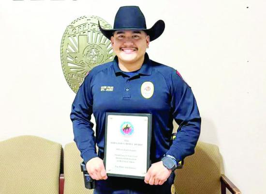 Alpine Police Department announced their Officer of the Year at the City of Alpine’s recent annual awards banquet. Zachary Juarez was honored with a plaque for this honor. Photo courtesy of Alpine Police Department