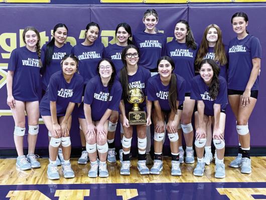 The Alpine Lady Bucks volleyball team went undefeated in District play this season, taking the district championship and advancing to the Bi-District competition today. Photo by J.T. Maroney