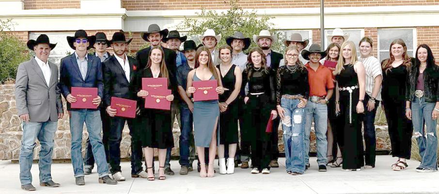 The Sul Ross State University Rodeo Team is not just covering livestock and smoking the time clock, they’ve taken their academics by the horns as well. Seventeen members of the SRSU Rodeo Team earned recognition for their academic achievements at Sul Ross State University’s Honors Convocation on Monday night, and the rest of the team was with them to cheer them on. Photo courtesy of Sul Ross Rodeo