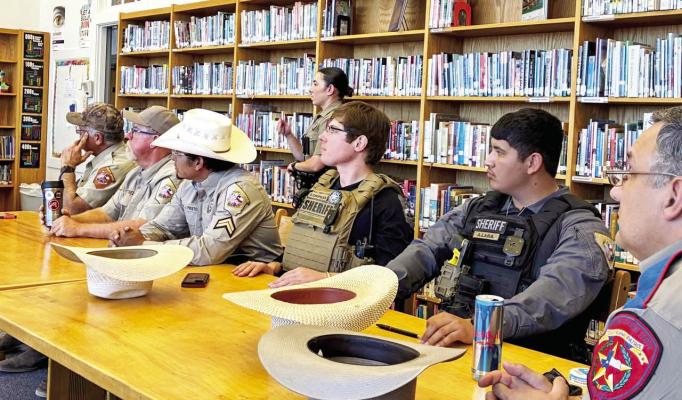 To continue their education, Brewster County Sheriff Ronny Dodson and his deputies recently joined other law enforcement and emergency responders for BlueNIMS training at schools in Marathon. The “BlueNIMS” training focuses on the practical application of the National Incident Management System and Incident Command System principles. The course was put on by the Texas Department of Public Safety. Photo courtesy of BCSO