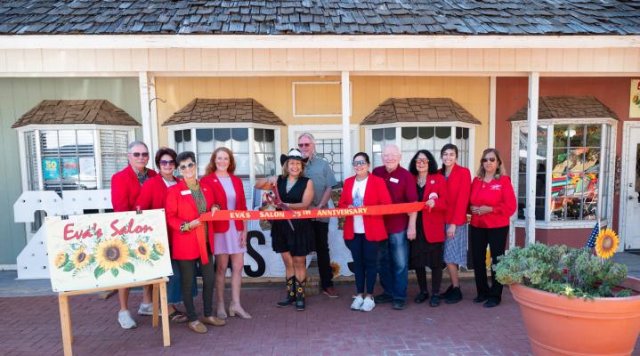 The Alpine Ambassadors were on hand on Sunday to celebrate the 25th anniversary of Eva’s Salon. Photo by Teresa Huckaby
