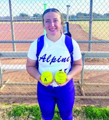 Senior softballer Kody Hawkins knocked in two home runs to help lead the Lady Bucks in San Angelo. Courtesy photo