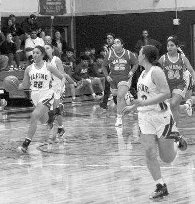 Novah Carasco steals the ball during the Lady Bucks Home game against Van Horn. Photo by Joh Covington