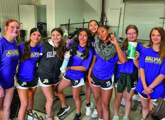 Alpine Middle School’s girls’ athletics took to the field house last week armed with disinfecting wipes to clean and disinfect the equipment.