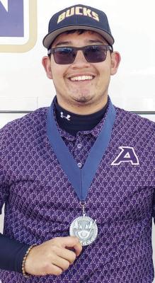 David Baca proudly shows off the secondplace medal he received at this past weekend’s tournament in Fort Stockton. Courtesy photo