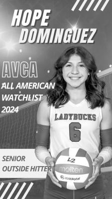 American Volleyball Coaches Association All-American and Phenom Watchlist selections include Seniors Hope Dominguez and Jaycee Portillo on the All-American Watchlist, while junior Peyton Kincade is listed on the All-American Phenom Watchlist. Courtesy photos
