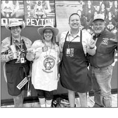 Last Friday’s pep rally themed “Soccer Moms vs BBQ Dads” rallied the Fightin’ Bucks to persevere and come back from a deficit score to overcome Odessa Compass 28-21 in Friday night’s game, the Bucks first district game of the season. From left to right, Caroline Fox, Imelda Galindo, Chris Valenzuela, and Doug Fox. Courtesy photo