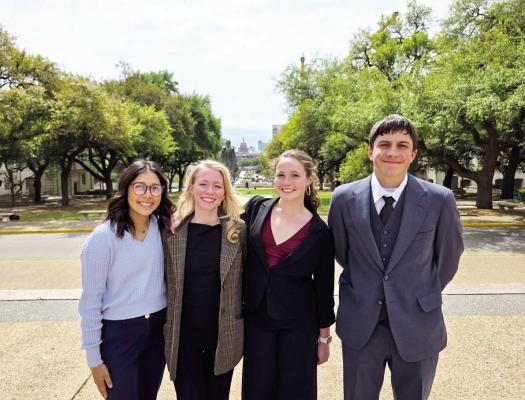 The AHS CX debate teams of Analia Adame and senior Sye Behan, and the team of Abigail Scott and Colt Billings, proved they belong at the highest level. These young debaters finished in the top 20 in the state on Tuesday at the competition at UT Austin. Courtesy photo