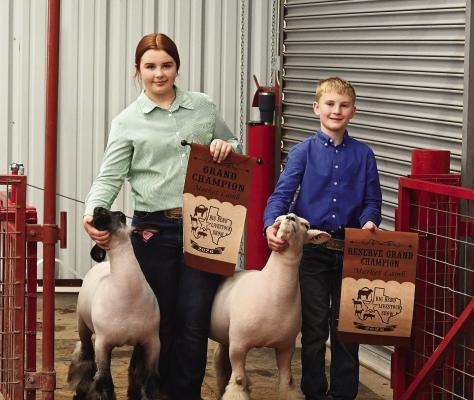 Rynn Matthews and Wyatt Renfroe of Twin Peaks 4H took home the top honors in the market lamb division of the 2026 Big Bend Livestock Show against 10 other competitors in seven different classes. Photo courtesy of Felipe Fierro