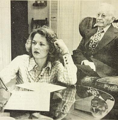 March 14, 1977 – Alpine American Cancer Society Unit President Dr. Clifford Casey and Memorial Chairman Jan Gray discuss plans for the forthcoming residential crusade set for April 5. April is cancer control month.