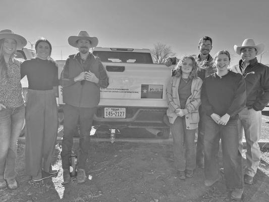 Students, faculty, and staff from the Borderlands Research Institute recently attended the West Texas Hunting Extravaganza put on by the West Texas Chapter of the Safari Club International. The West Texas chapter partners with BRI by funding wildlife research projects, their West Texas Chapter Safari Club International Endowed Scholarship, research-related field equipment, and this 2024 Chevy 2500 truck. Photo courtesy of BRI