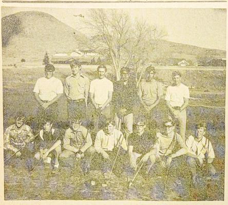 March 11, 1971 – Above is the 1971 Alpine High School golf team. Back row from left, Scott Williams, Doug Lynn, Breg Davis, Charlie Ramos, Ruben Molinar, and Mark Kay; front row is Dan Bennack, Dan McLaughlin, Russell Kar, Mark McLean, Gregg Corkins, David Arnold, and Jackie Dorris. Members not shown are Bill Griffin, Joe Tom Lane, Clay Lane, and Carl Chandler.