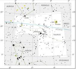 This diagram shows the location of Elnath in conjunction with the constellations Taurus and Auriga. Courtesy photo