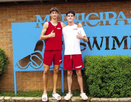 Recent Alpine High School graduates Kelton Tarrant and Jack Juett are spending their summer earning some money as lifeguards before they embark on their college journey in the fall. Photo by Kara Gerbert