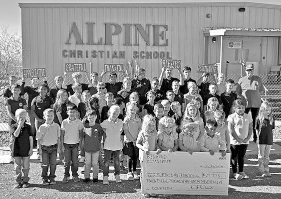 The Alpine Christian School received a donation from Dave Durant who spearheads the annual Octane Fest, highlighting muscle cars and other sports cars each year. Avalanche photo by J.T. Maroney