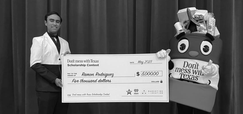 Ramon Rodriguez, a senior at Presidio High School was awarded the $5,000 college scholarship in the Don’t Mess With Texas Scholarship Contest. Rodriguez plans to attend Texas Tech University where he will study biology. Courtesy photo