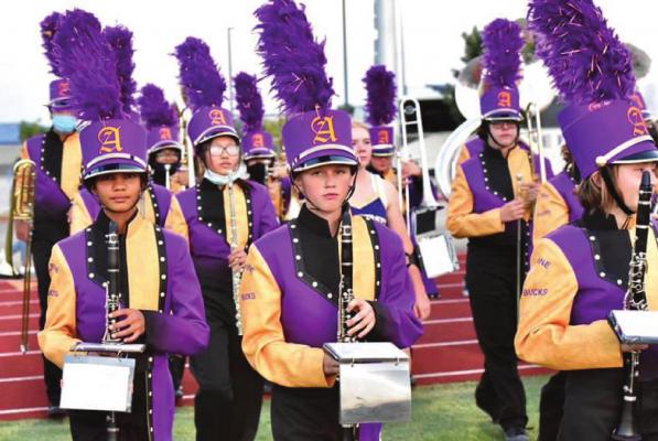 Marching in support of the team