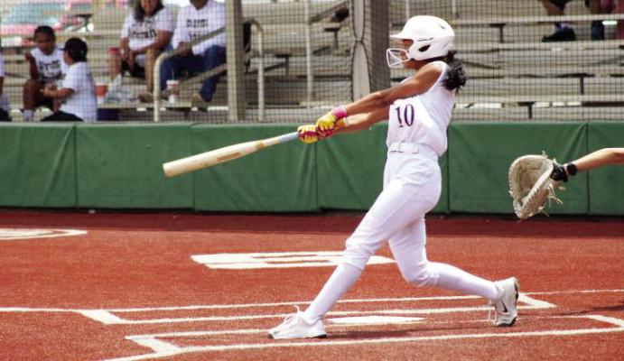 Senior Jaycee Portillo stands at bat during the Lady Bucks bi-district match-up against Lamesa.