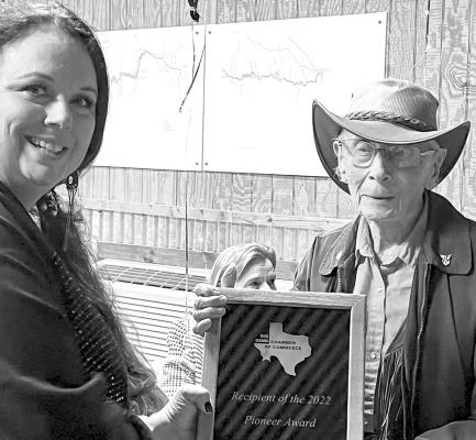Big Bend Chamber of Commerce Vice President Kaci Kothmann is shown with the Pioneer Award recipient Nita Brashear of Terlingua during the Chamber’s first annual Winter Gala. Courtesy photo