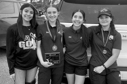 Pictured are Jenna Vega, Evelyn Smith, Analia Adame, and Ashlee Neel after their tournament play in Iraan last week. Courtesy photo