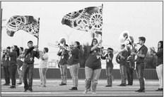 The Alpine Fightin’ Buck Band performs during the halftime show at Panther Stadium in Fort Stockton where the Alpine Fightin’ Bucks took on the Fort Stockton Panthers Friday, September 1. Photo by Shawn Yorks