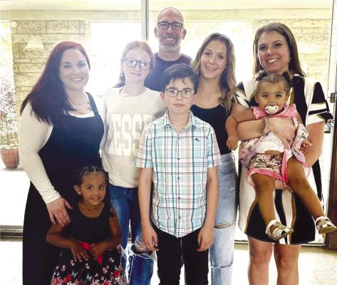 Jason’s family includes his wife, Alyssa (also a teacher and coach), and daughters Mackenzie (6th-grade math teacher), Aylee (12th grade), Austin (11th grade), son Kynsler (7th grade), and granddaughters Aria (4) and Gianna (2). Photo courtesy of FDISD
