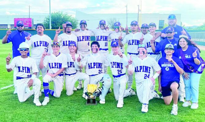 The Alpine Fightin’ Bucks baseball team rallied at the end of the season after a rough start to take the District 4-3A title in their win over Kermit on Tuesday night. Courtesy photo