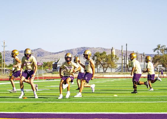 The Alpine Bucks are putting in hard work on the field this week, perfecting drills, as they prepare for the 2026 High School football season. Photo by Kara Gerbert
