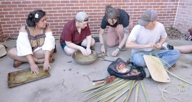 Students from the Sul Ross Archaeology Club recently set about learning how to make Yucca cordage. This was used by Native Americans to make everything from nets to fishing poles and even bags and shoes. Photo courtesy of Center for Big Bend Studies