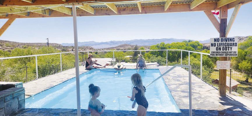 The cold spring pool located at the Chinati Hot Springs overlooks the distant mountains. Photo by Joh Covington